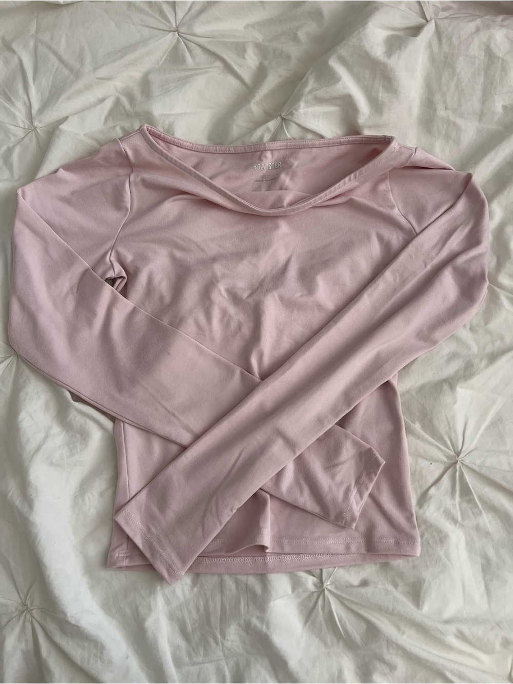Hollister Pastel Pink Long Sleeve Scoop Neck Top